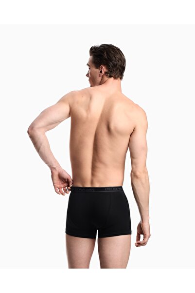 Emporio Armani Ανδρικό λογότυπο ελαστικό λουράκι από βαμβακερό ελαστικό 3-συσκευασία μαύρο μπόξερ EM000370 AF10779-MC198