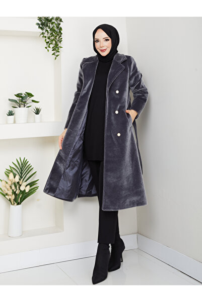 KMKkombin KADIN YENİ SEZON KRUVAZE YAKA 4 DÜĞMELİ FOK KUMAŞ GENÇ KAŞE KABAN