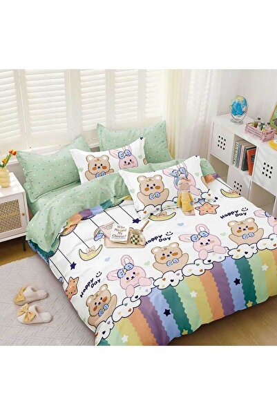 Patul Bed Linen, Satin Cotton, Sulphur, 2 Persons, Double Bed, 4 Pieces
