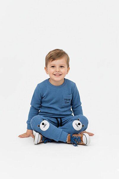 NEWKİDS Teddy Bear Detailed Pocketed Wrinkled Fabric Transitional Boys' Suit