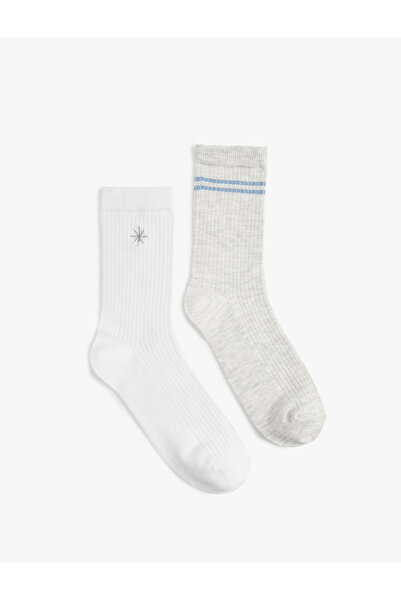 Koton Pamuklu Soket İşlemeli 2'li Çorap Seti