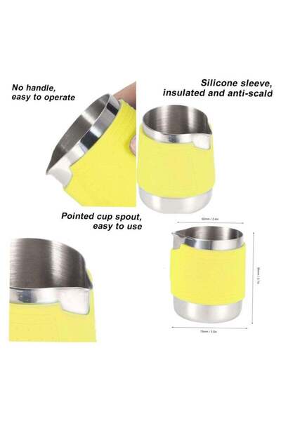 Generic Stainless Steel Milk Frothing Pitcher 12OZ with Heat Resistant Grip Ideal for Espresso Machines and