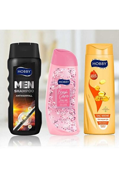 Hobby 3-Piece Set Men Shampoo Effective Shampoo Against Hair Loss + Cherry Blossom Shower Gel + Classic Conditioner