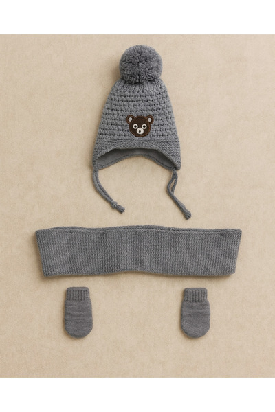 KESKİN BEBE Children's Unisex Gloves Scarf Beanie Set
