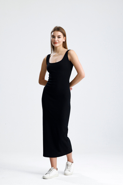 de zuzuu fashion Strappy Midi Dress Ribbed Fabric