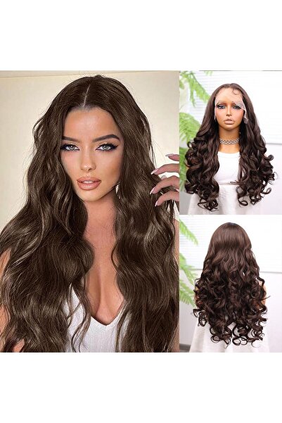 Nurdan Trend Peruk شعر مستعار من الألياف الاصطناعية المموجة من التول مع شعر أ...
