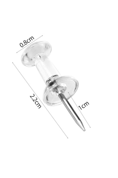 OEM Set of 200 push pins, 2.2 x 0.8 cm, plastic, metal, transparent, silver