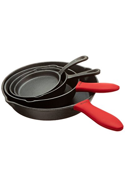 Crucible Cookware Set de 4 tigăi din fontă cu mâner, vase de gătit Crucible, ...
