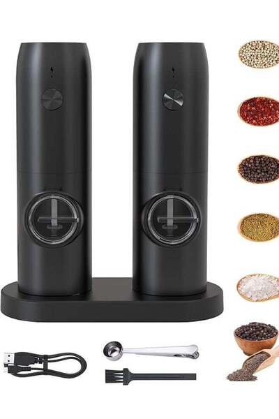 Generic Electric Grinder Pepper Grinder Electric Salt and Pepper Grinder Set (2 Pack), Rechargeable Stainle