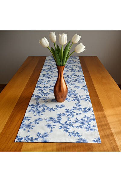 Jeevee Blue Floral Vintage Bohemian Cotton Runner 36X135