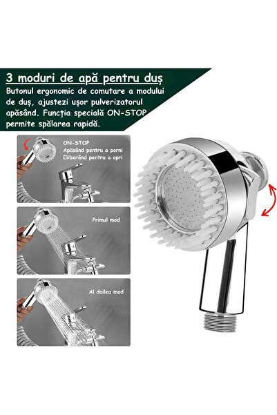 ambrasmart Extendable sink shower, massage function and rain effect, 3 modes, silver