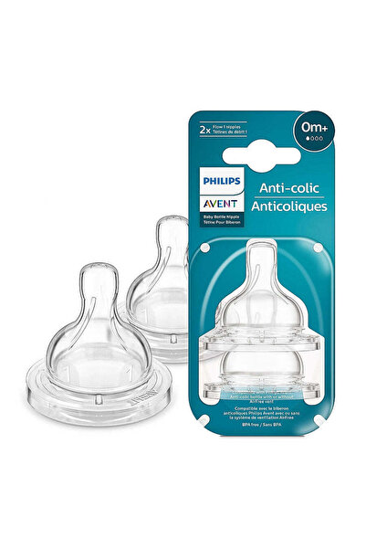 Philips Avent Anti Colic Teat for Newborn Babies | Flow 1 | Pack of 2 | BPA Free | SCY761/02