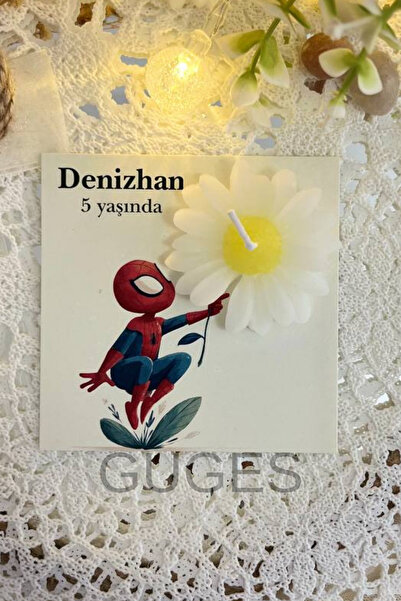 GUGES 20 Adet Örümcek Adam Spider man Kart Ve Papatya Mum. Doğum Günü, Baby S...