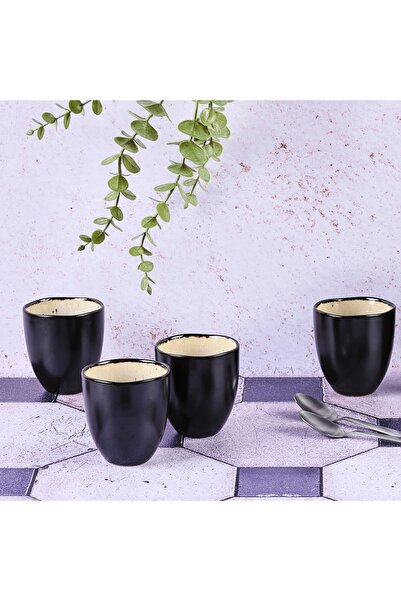 BJORN Set of 6 Coffee Cups, Iris collection, Ivory white interior, glazed ceramic, 150 ml