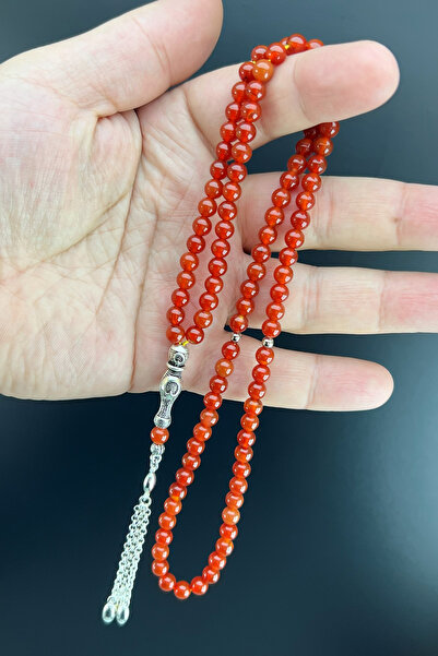 isfahantakı Orjinal kızıl akik 6mm el boy 99 luk namaz dua zikir tesbihi