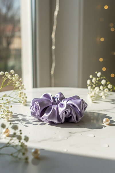 Salvia Dione Women's Satin Hair Scrunchie - Luxurious Silk-Look Tie Scrunchie for Bun and Nighttime Use, No Hair Breakage