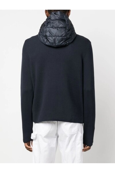 MONCLER GRENOBLE Navy Blue Sleeve Knitwear Men's Coat