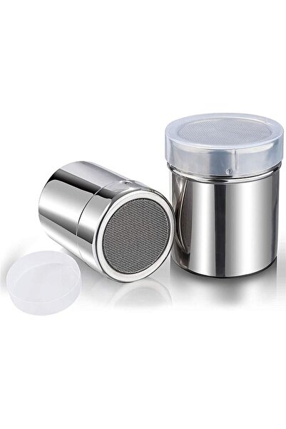Generic Sugar Shaker 2pcs Stainless Steel Powder Sugar Shaker with Lids Fine Mesh Shaker Seasoning Shaker B