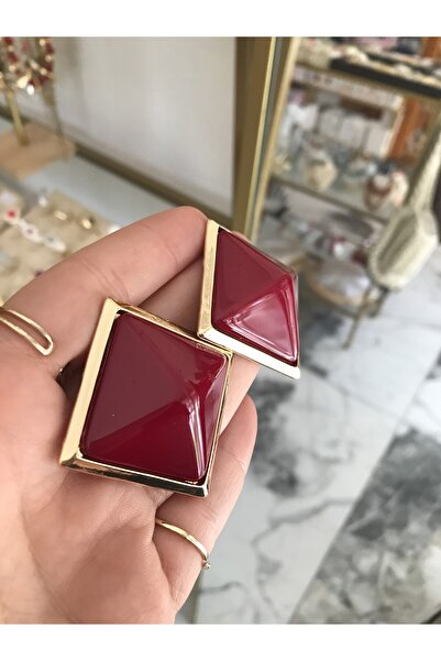 the ASEL İNCİ تصميم نموذجي لأقراط باللون العنابي