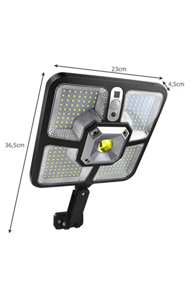 varioshop LED Solar Lamp, 220 SMD + 15 COB, Motion Sensor & Remote, 4 Modes, IP65, Black