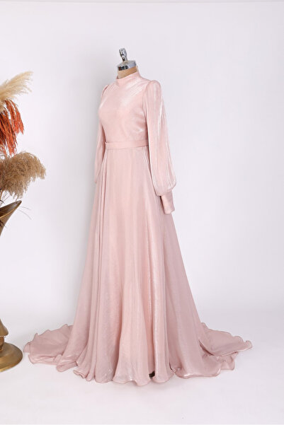 Esma Karadağ Destina Pilise Detaylı Kuyruklu Tesettür Abiye