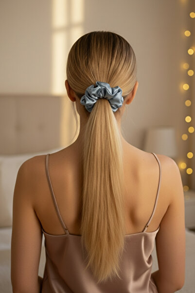 Salvia Dione Women's Satin Hair Scrunchie - Luxurious Silk-Look Tie Scrunchie for Bun and Nighttime Use, No Hair Breakage