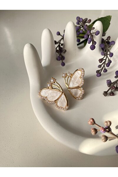 GOX İnci Detaylı Sedefli Kelebek Küpe