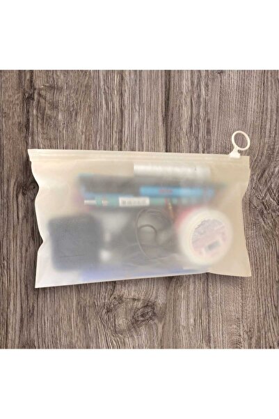 Pawnest Handmade حقيبة تنظيم بسحاب حلقي، 3 قطع، بلون شفاف بلوري - حقيبة 23×14 سم