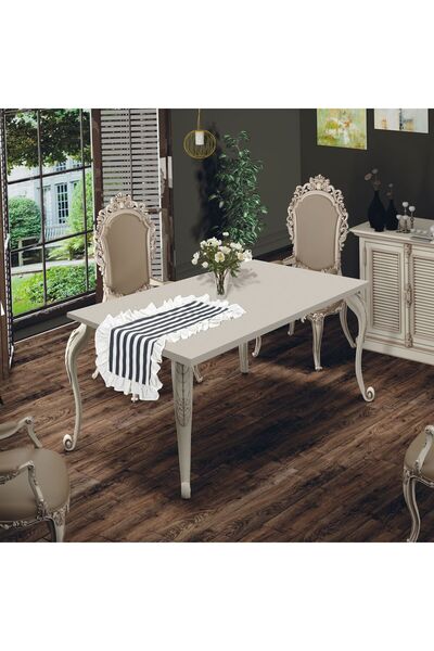 Erba kreasyon Ruffled Runner Tablecloth Duck 100% Cotton Linen 40X110