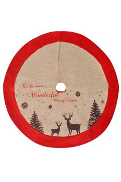 OEM Fustă pentru brad de Crăciun, iută bej, model cerbi, 102 cm