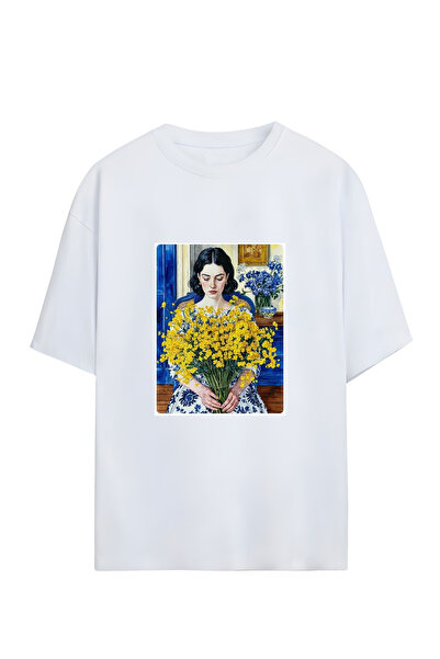 GraffTee تي شيرت قطني فضفاض للنساء والجنسين