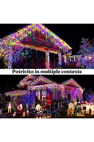 GARDEON Christmas Curtain Light with Fringes, 12 m, 300 Multicolor LEDs, 8 Light Modes, Interconnect