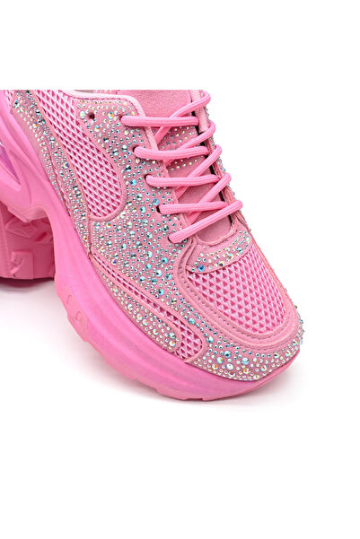 Tmall Women's Sports Shoes, With Mesh Inserts and Rhinestones, TM1D1414, Pink