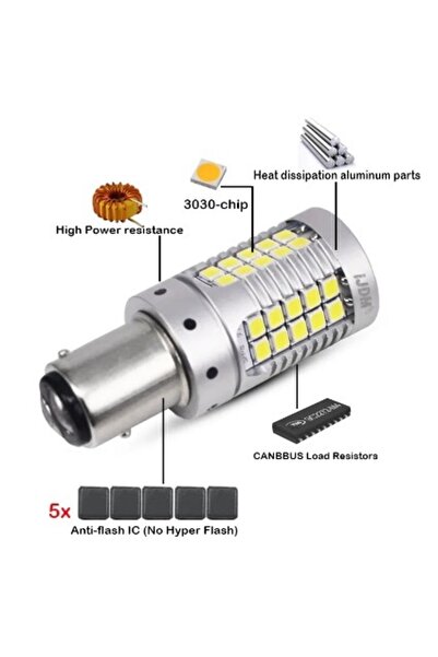 Ruan Set of 2 Canbus Reverse Light Bulbs 1156 White 2000 Lm 21W/bulb T15