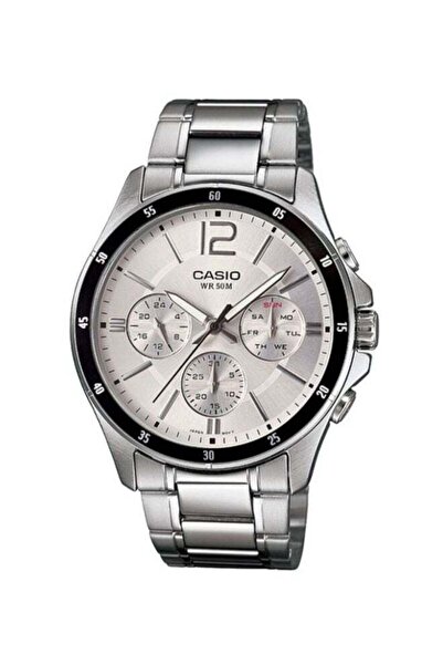 Casio Men's Enticer Water Resistant Analog Watch MTP - 1374D-7A - 47 mm - Silver