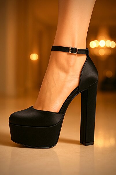 E&L Company 16,5cm Siyah saten. Önü arkası kapalı. Muazzam işçilik.