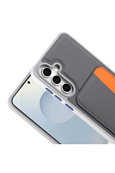 m.tk moveteck Samsung Galaxy S25 Fe Case Camera Protection Card Holder Wallet Colorful Keys Leather Design Silicone