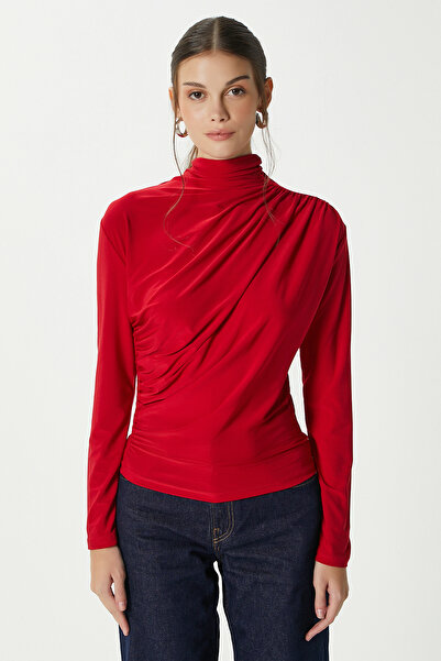 Ritnice Women's Moon Gathered Red Sandy Blouse