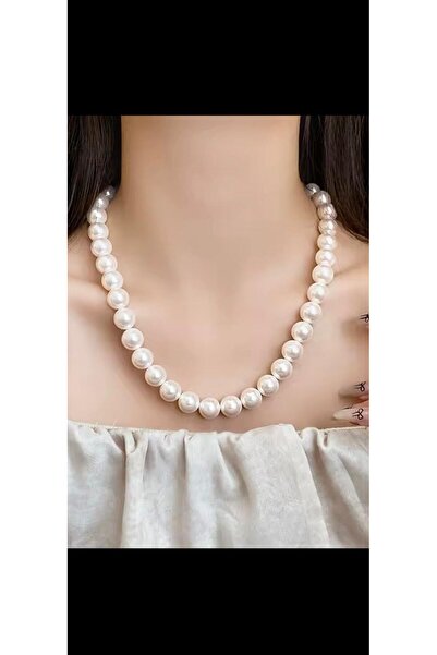 Arescollection BEYAZ RENK 10MM İNCİ ZARİF KOLYE