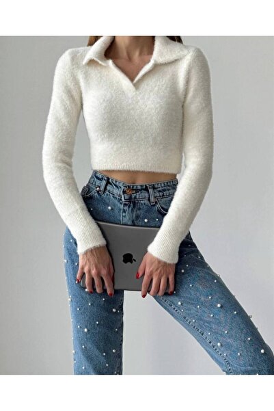 franky B Пуловер с висока яка, мек трикотаж и брада