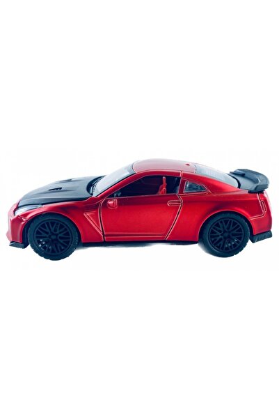 Diecast metal car, lights and sounds, movable doors and trunk, 11 cm, NisanGT, Burgundy