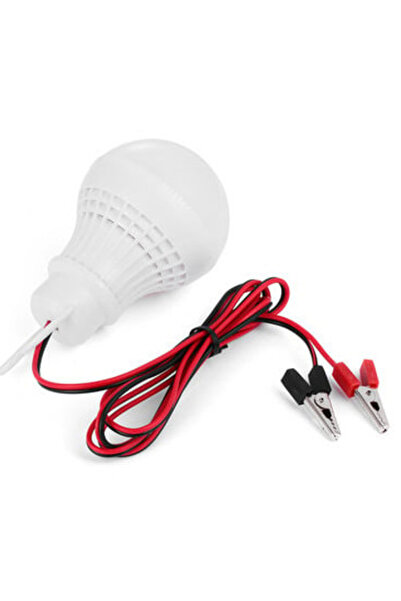 XL LED Bulb 7W 12V Cable and Battery Clamps Auto Globe Matte Plastic