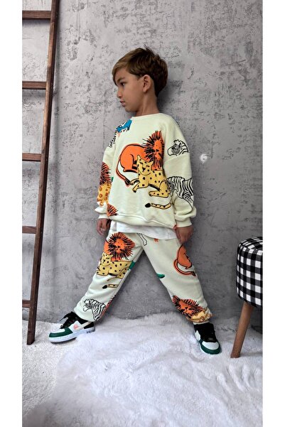 Alvadonna Animal Printed Boys' Bottom and Top Set