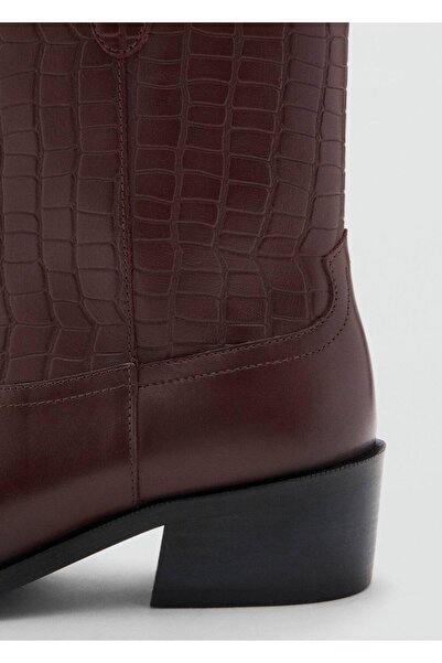 Mango Teen Topuklu deri yarım bot