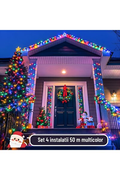 VELORA Set 4 Instalatii Tip Rola, 50 Metri/Rola, 8 Jocuri De Lumini, IP44, 220V, Multicolor