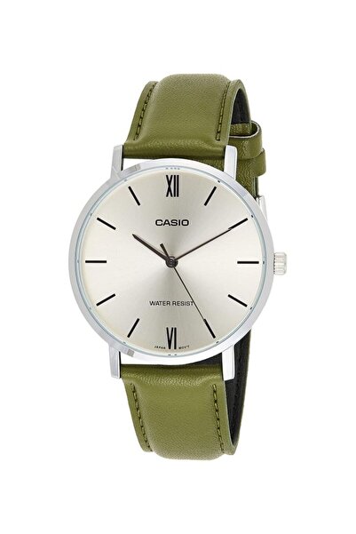 Casio ساعة يد جلدية تناظرية للرجال MTP-VT01L-3BUDF - 40 مم - أخضر