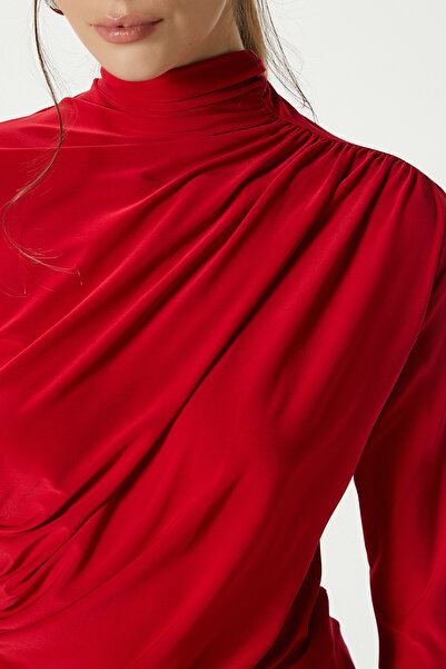 Ritnice Women's Moon Gathered Red Sandy Blouse