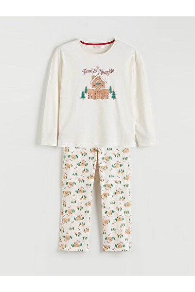 LC Waikiki Crew Neck Christmas Themed Women's Pajamas Set