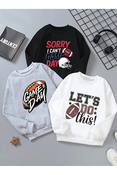 No Plan DEČAČKA 3-DELIČNA CRNO-BELA-SIVA LESTSDO-GAMEDAY-SORRY SVEĆA S TISKOM