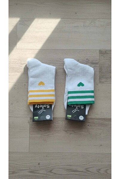 EfemİcGiyim Safety Socks Unisex Heart White College Socks 12 Pack